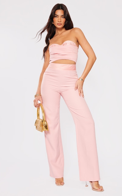 Pale Pink Ruched Corset Cut Out Jumpsuit