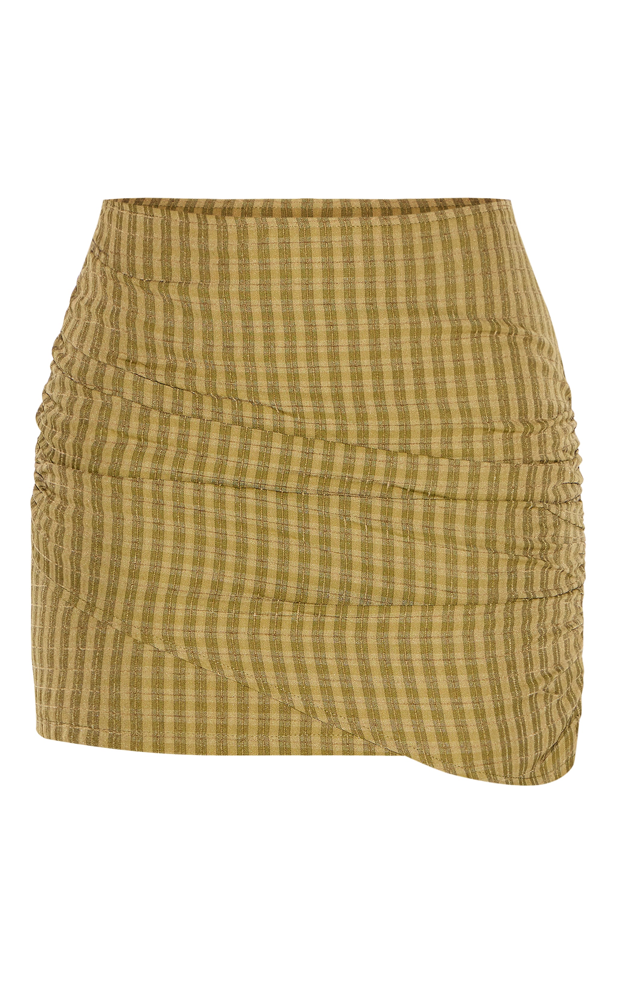 Tall Moss Green Check Ruched Mini Skirt image 6