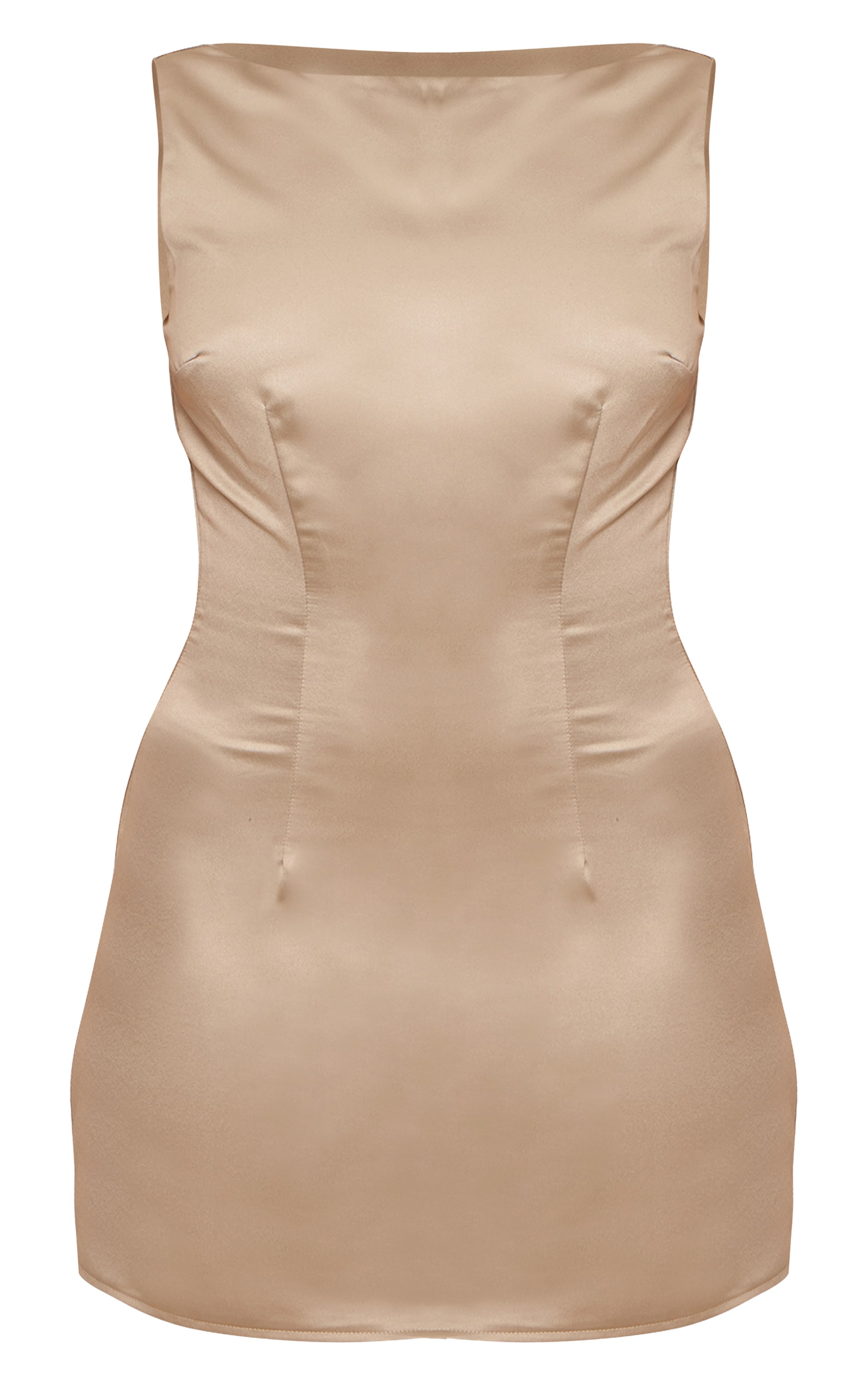 Olive Satin Boat Mini Dress image 5