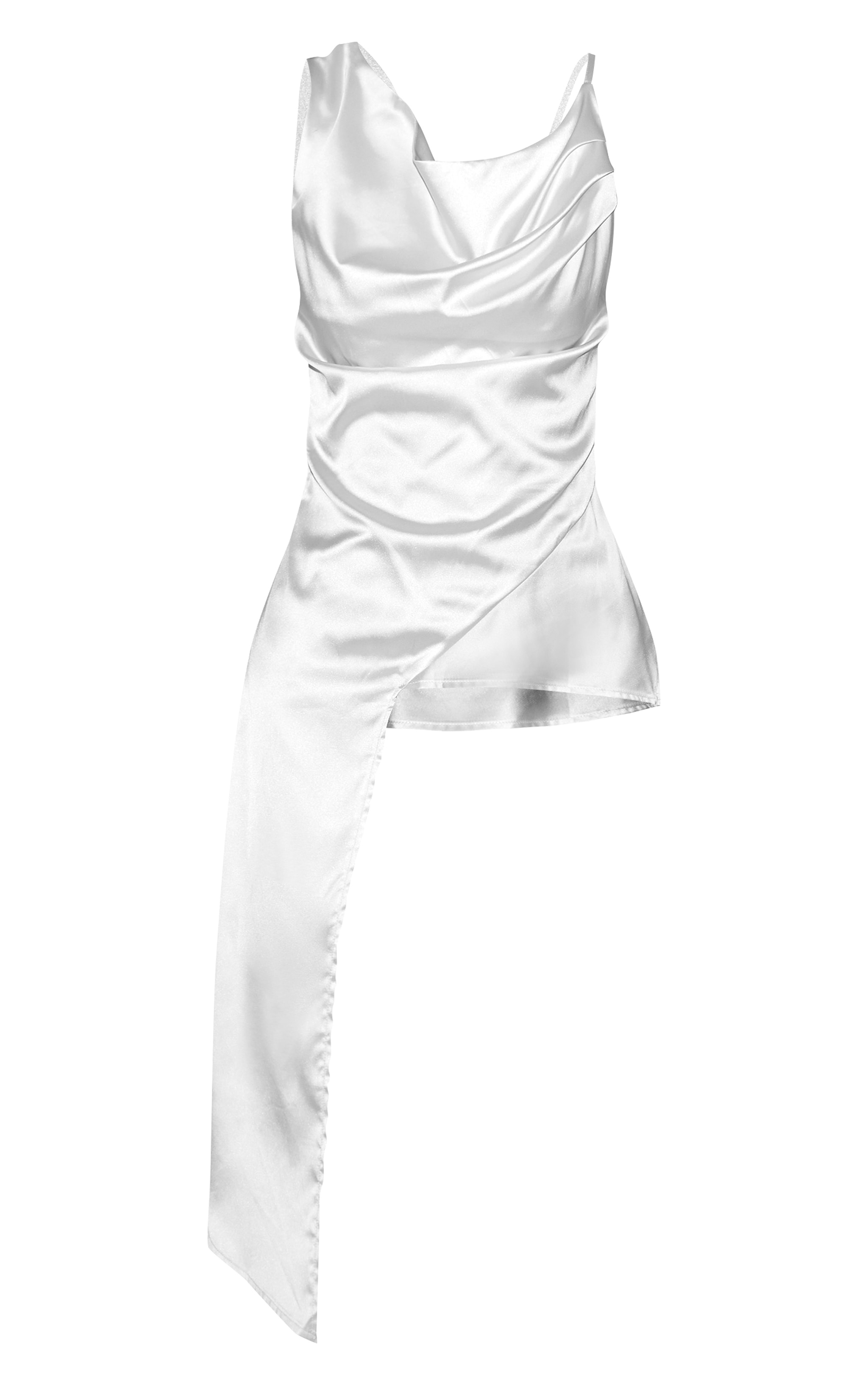 Cream Asymmetric Satin Top image 5