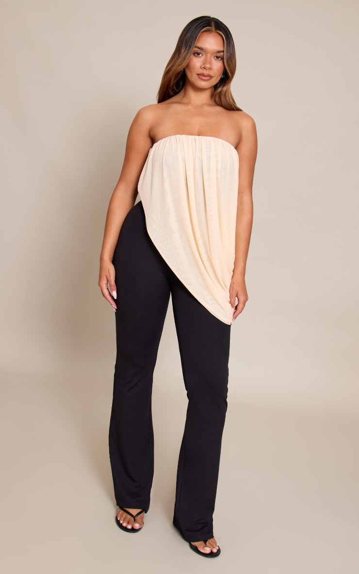 Shape Black Contrast Mesh Drape Overlay Flared Jumpsuit image 3