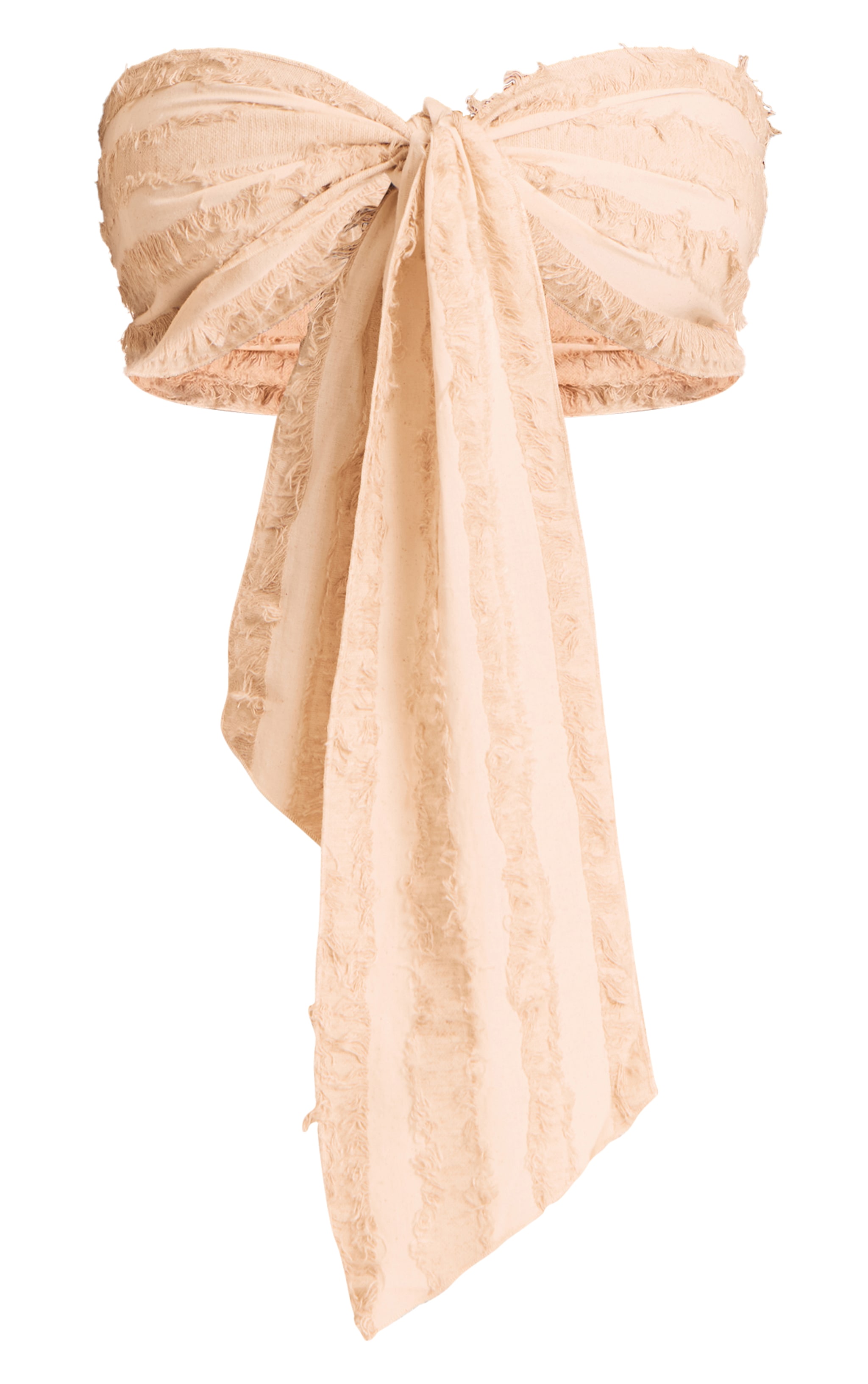 Plus Stone Frayed Linen Look Bandeau Tie Beach Top image 5