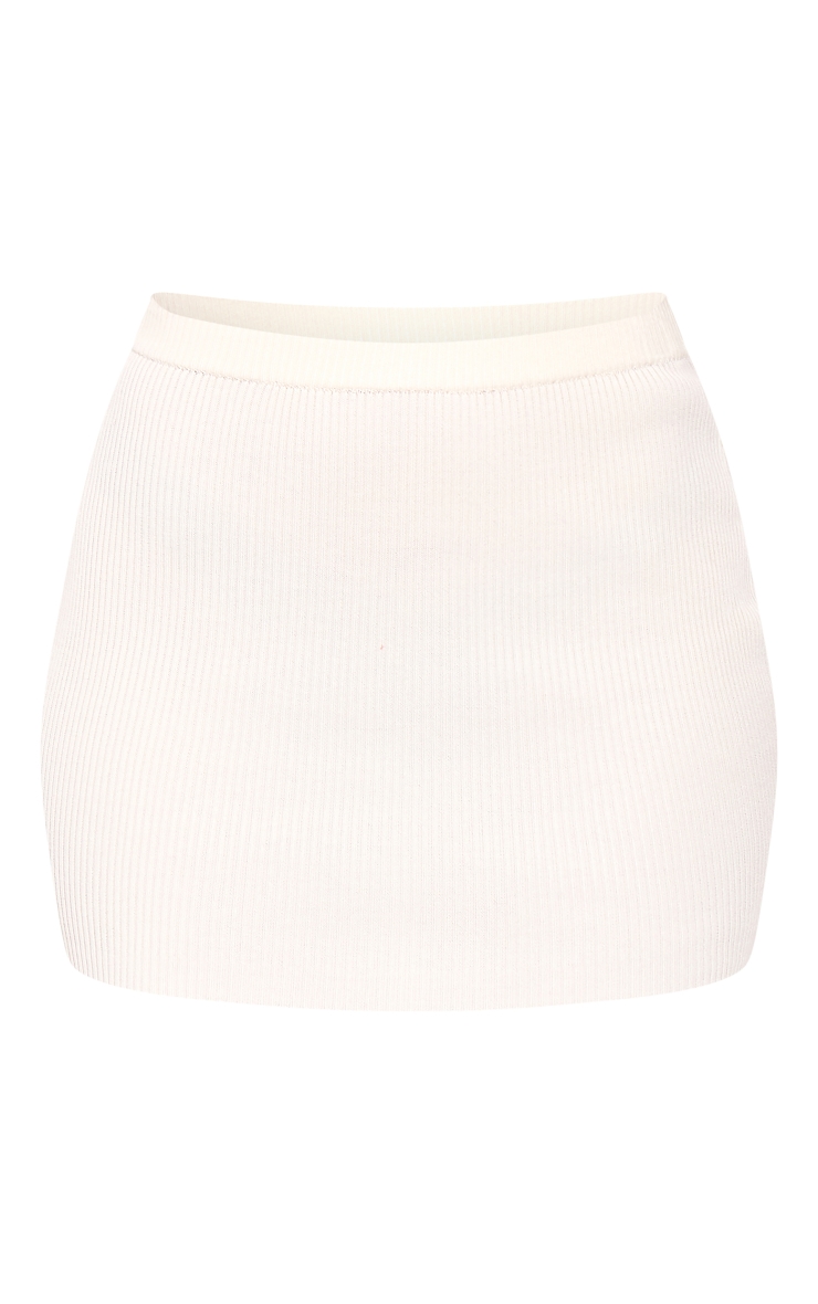 Tall Cream Rib Detail Knit Micro Mini Skirt image 6