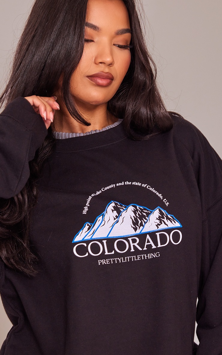 Black Colorado Print Oversized Sweatshirt image 4