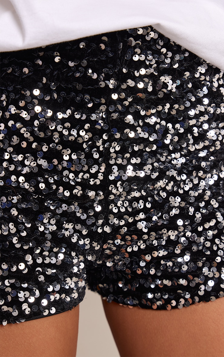 Black Velvet Sequin Hot Pants image 5