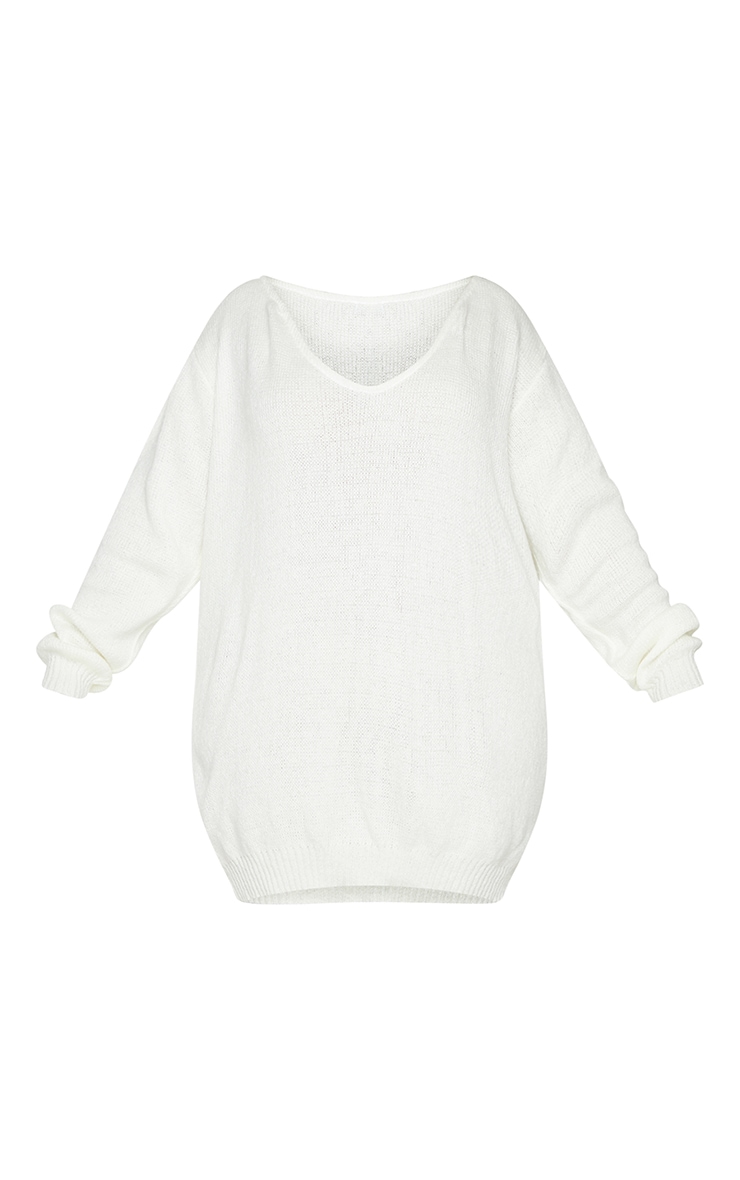 Plus Cream Soft Knitted Off Shoulder Mini Dress image 5