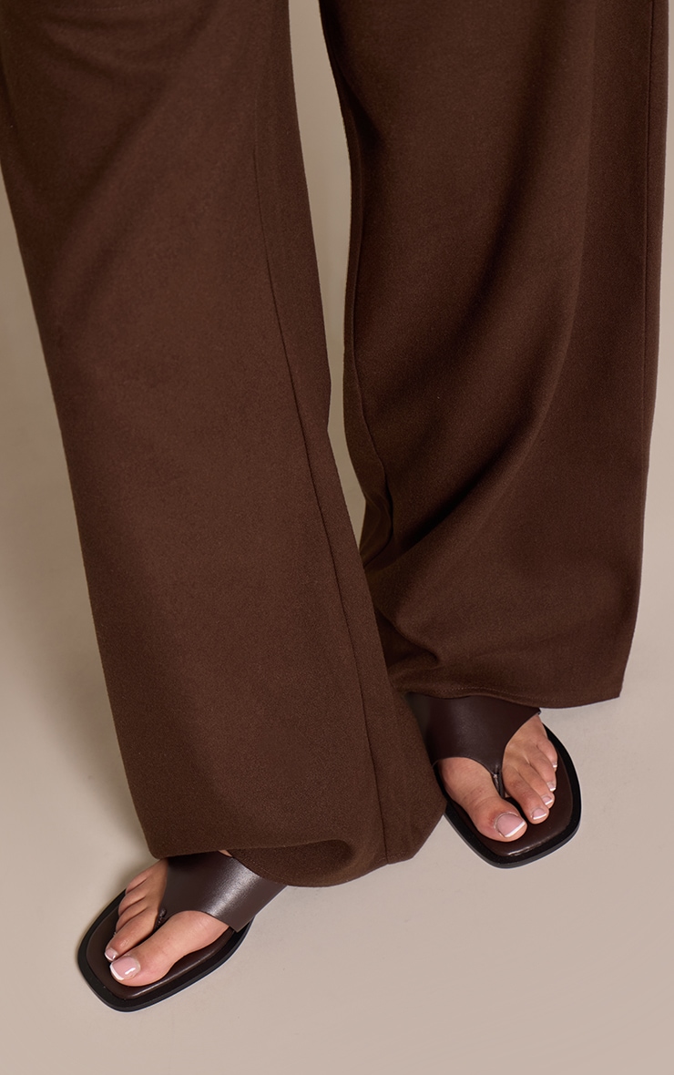 Chocolate High Vamp Toe Thong Flat Sandal image 1