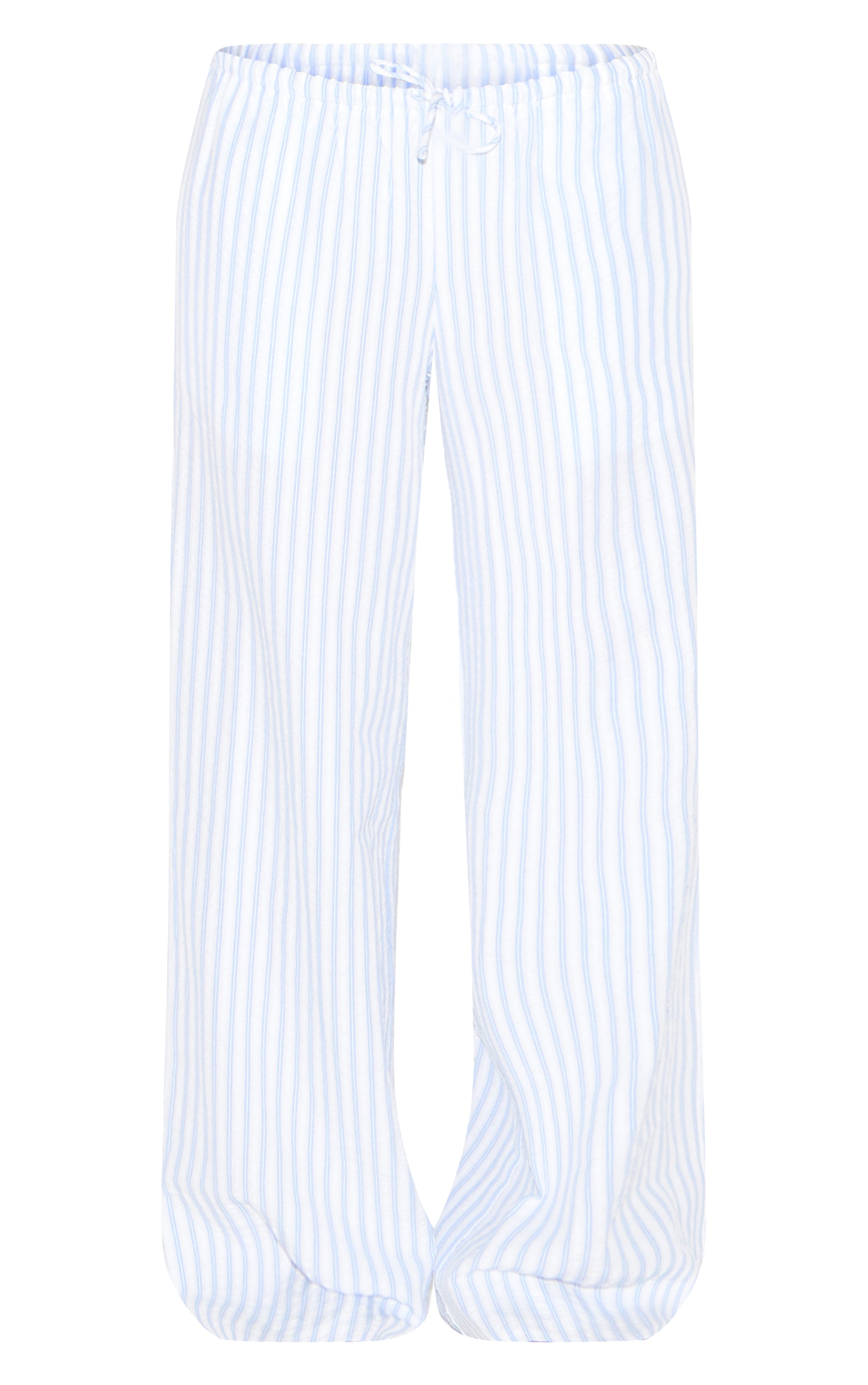 Blue Striped Tie Waist Straight Leg Pants image 5
