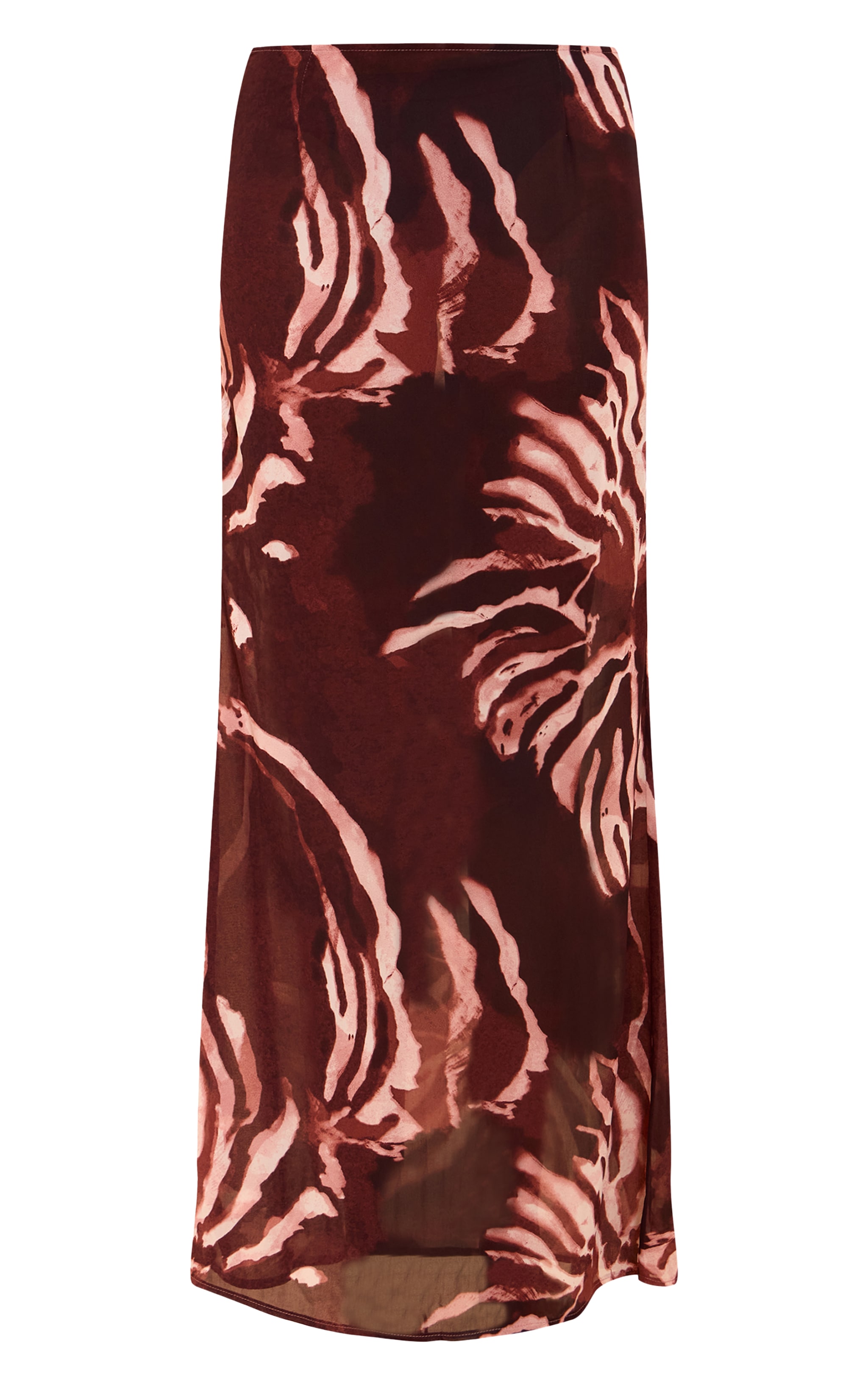 Brown Chiffon Floral Mid Rise Maxi Skirt image 5