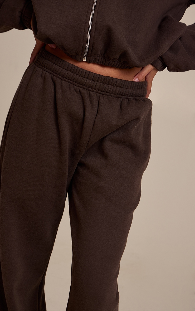 Jogging droit en coton polaire espresso image 4
