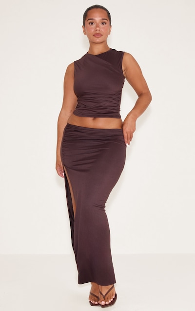 Shape Jupe longue café au lait froncée sur le côté