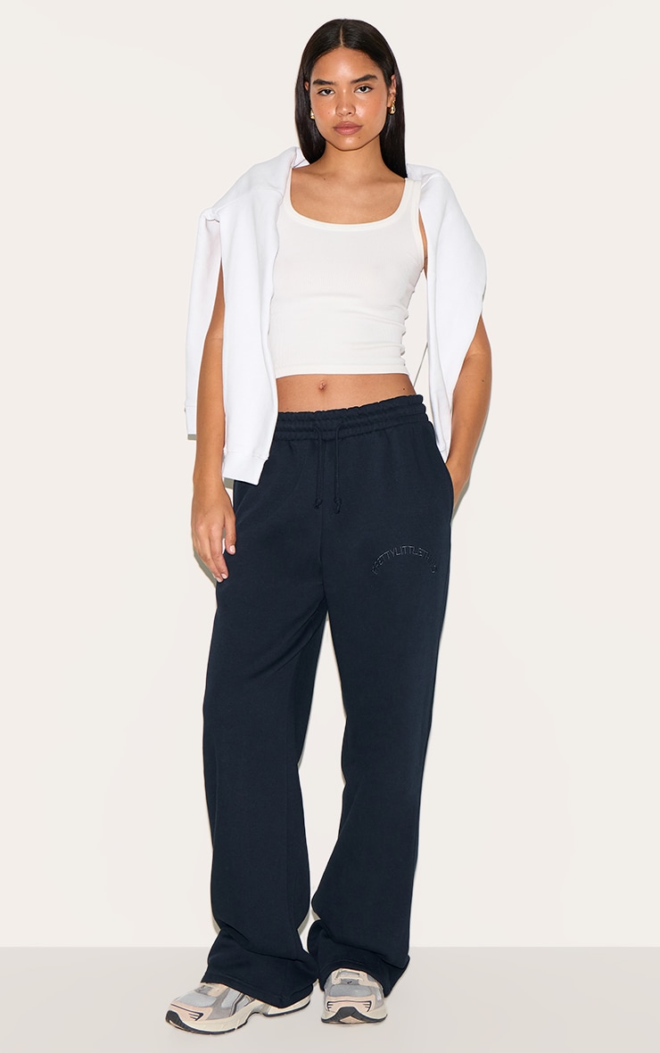 Tall Navy Drawstring Wide Leg Sweatpants image 2
