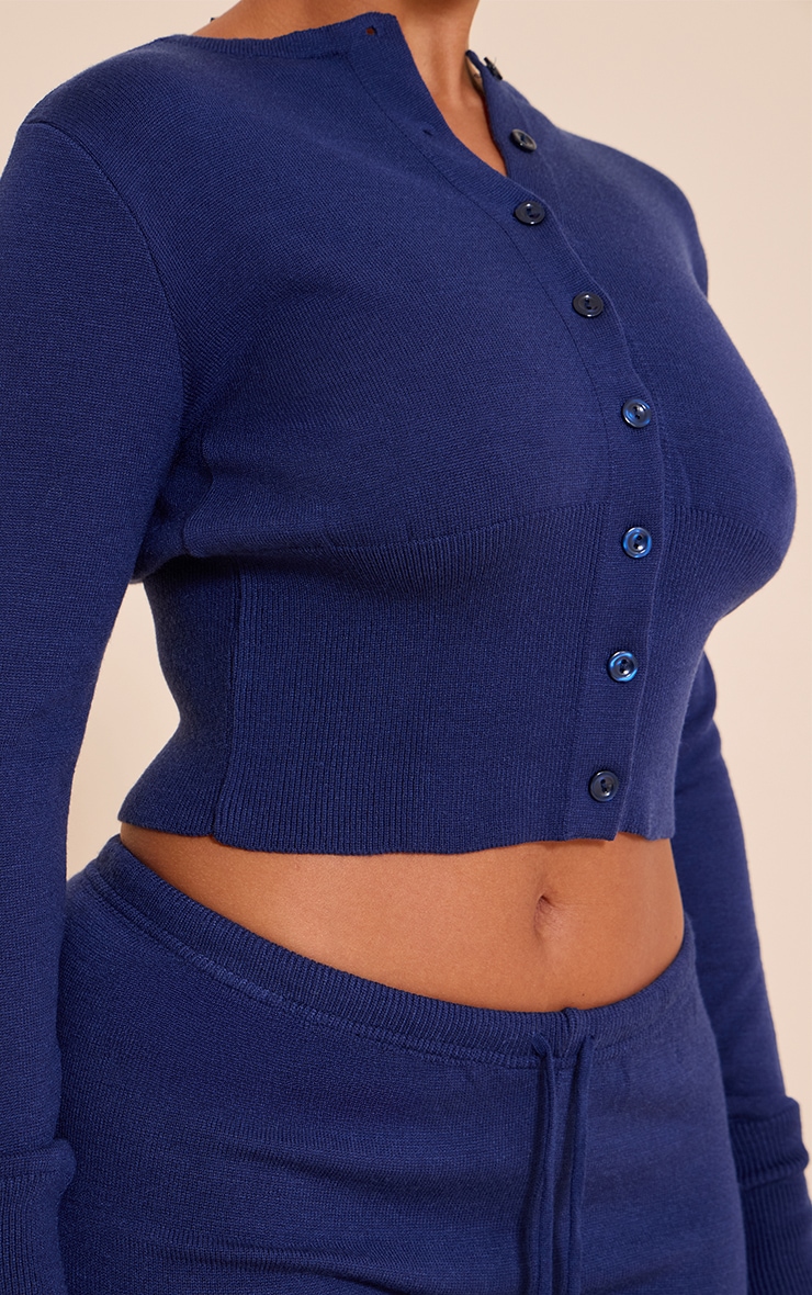 Shape NAVY Knitted Button Front Wide Rib Cardigan image 4