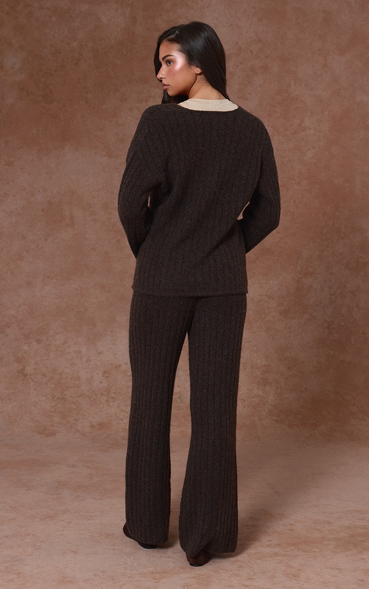 Chocolate Hazel Knit Wide Leg Trousers image 3