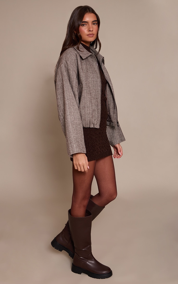 Chocolate Boucle Cable Knit Mini Skirt  image 4