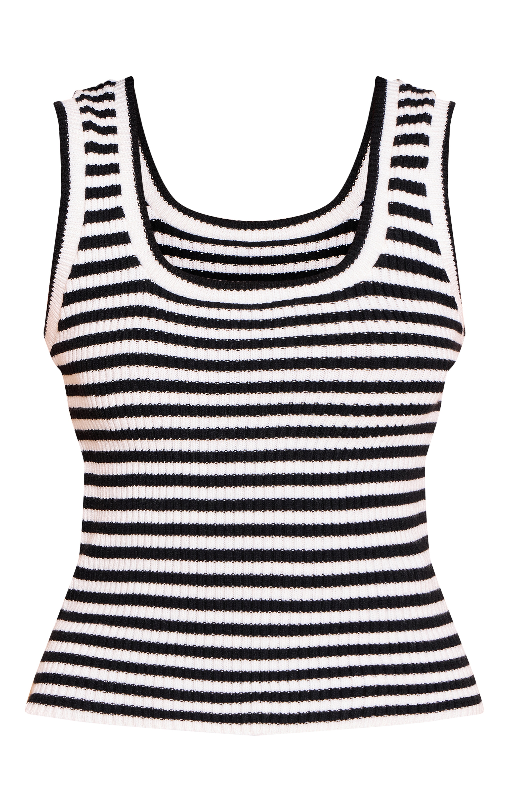 Mono Scooped Neck Striped Rib Knit Vest image 5
