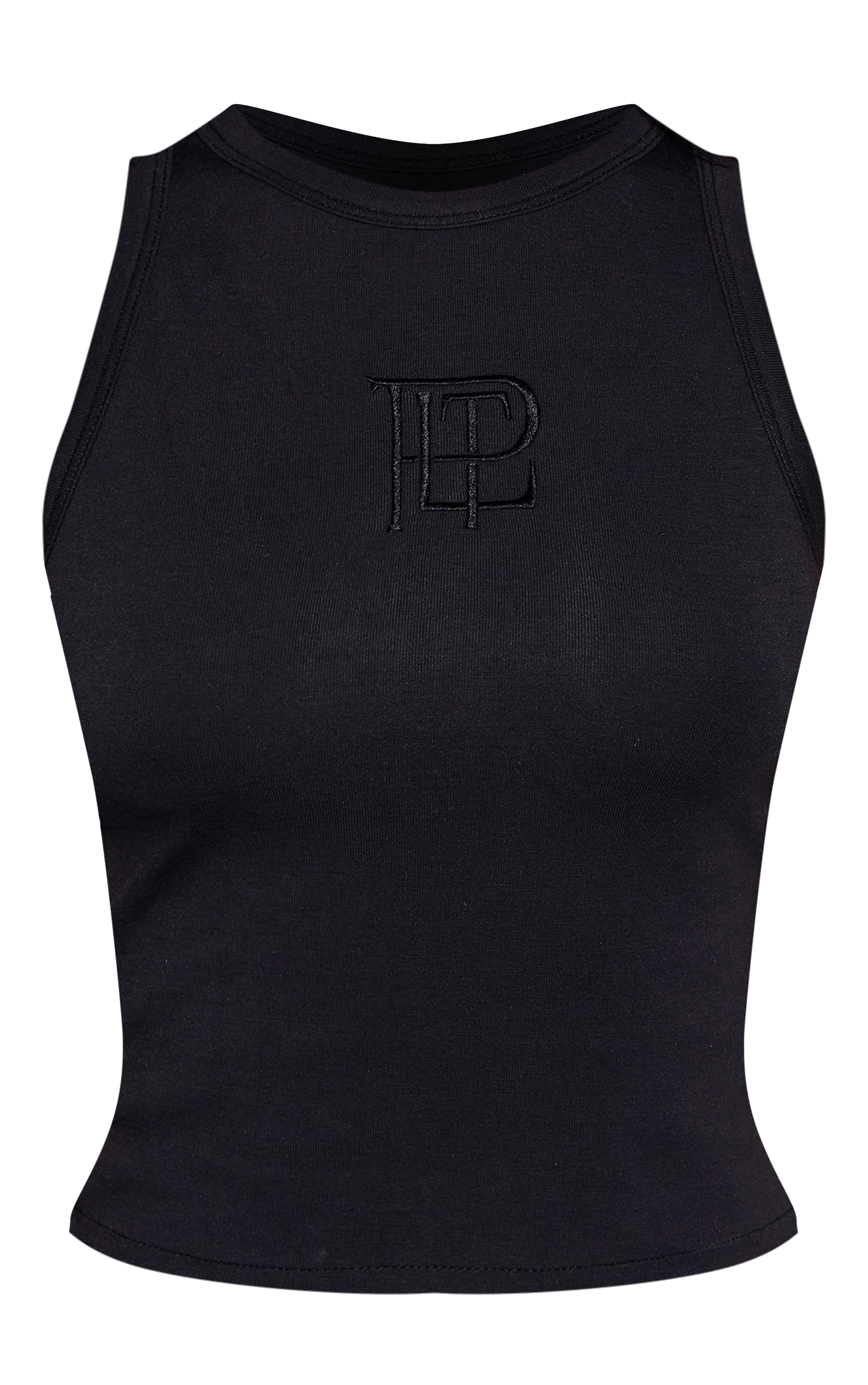Petite Black Embroidered Interlock Racer Vest image 5