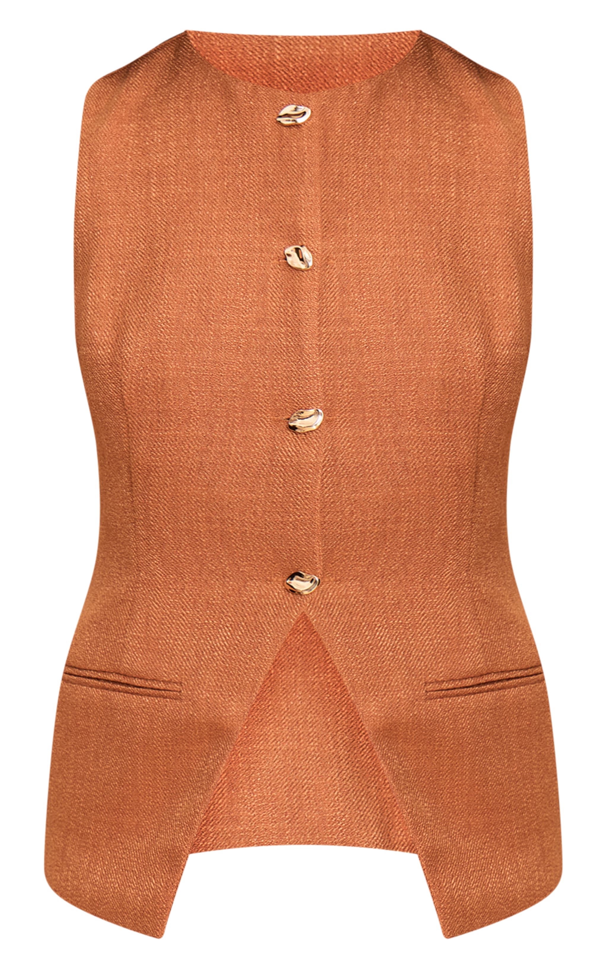 Gilet rouille sans manches à boutons image 5