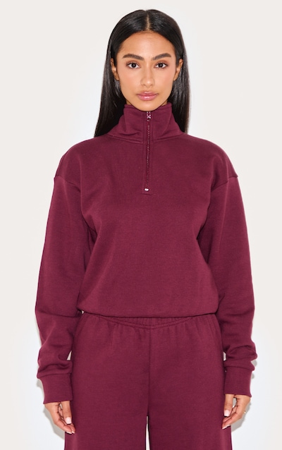 Petite Burgundy Quarter Zip Sweatshirt