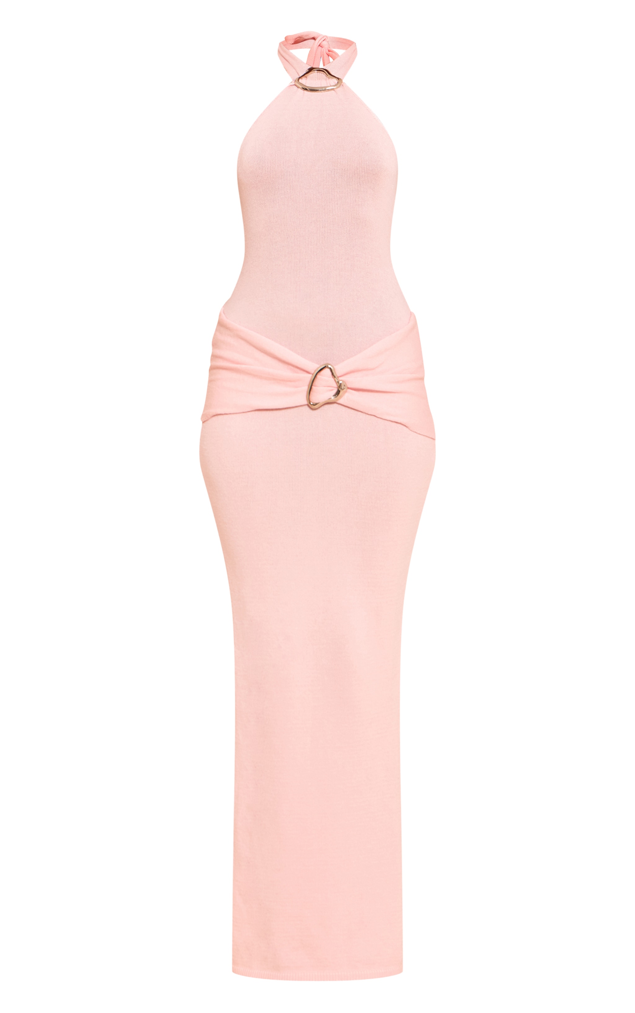 Robe longue dos nu rose à empiècements et partie superposée image 5