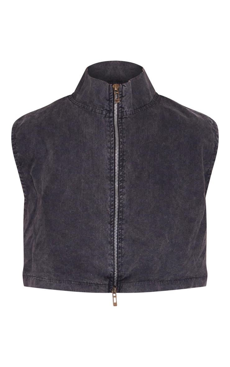 Dark Charcoal Washed Zip Up Top image 4