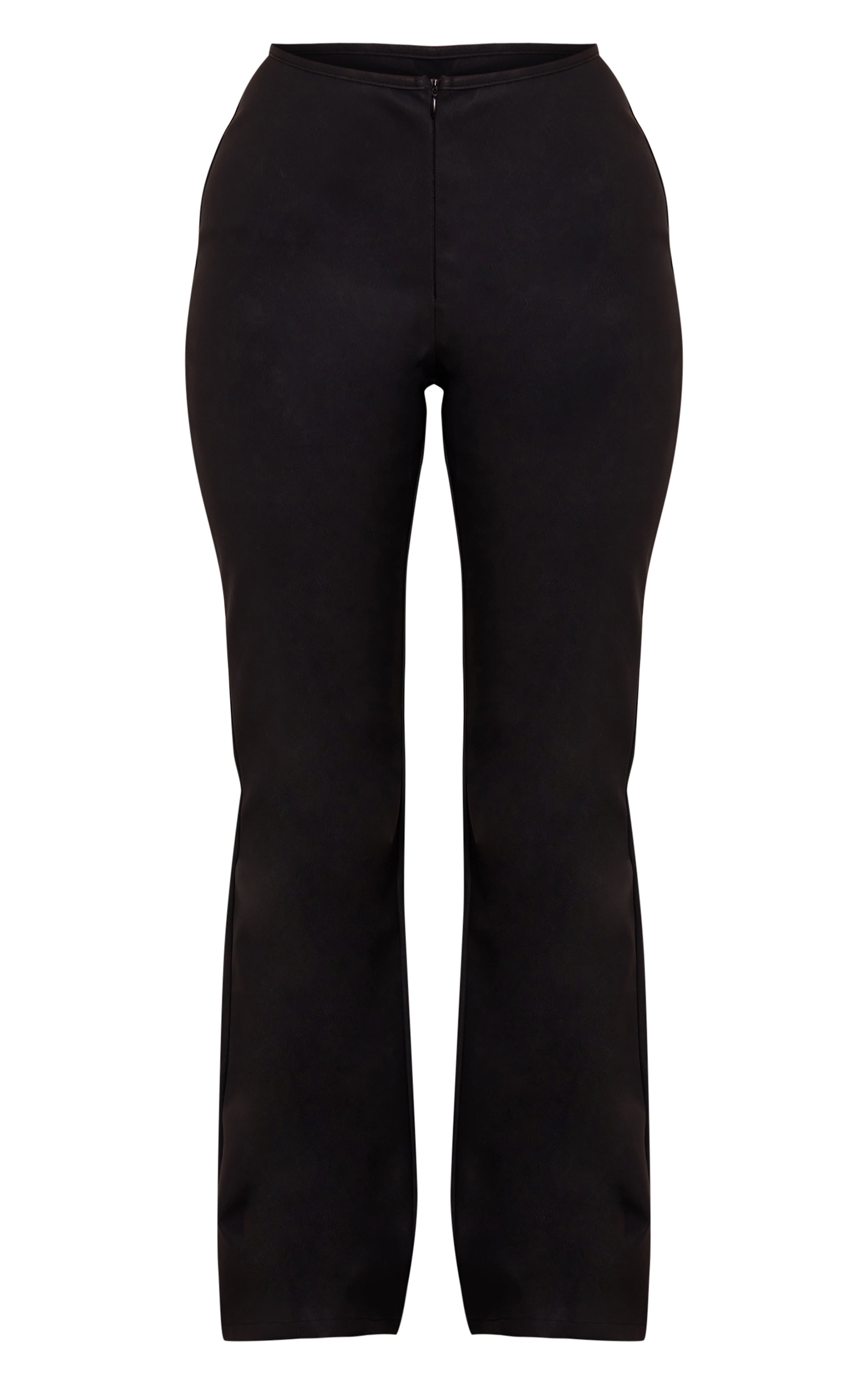 Petite Black Faux Leather Zip Front Flared Pants image 5