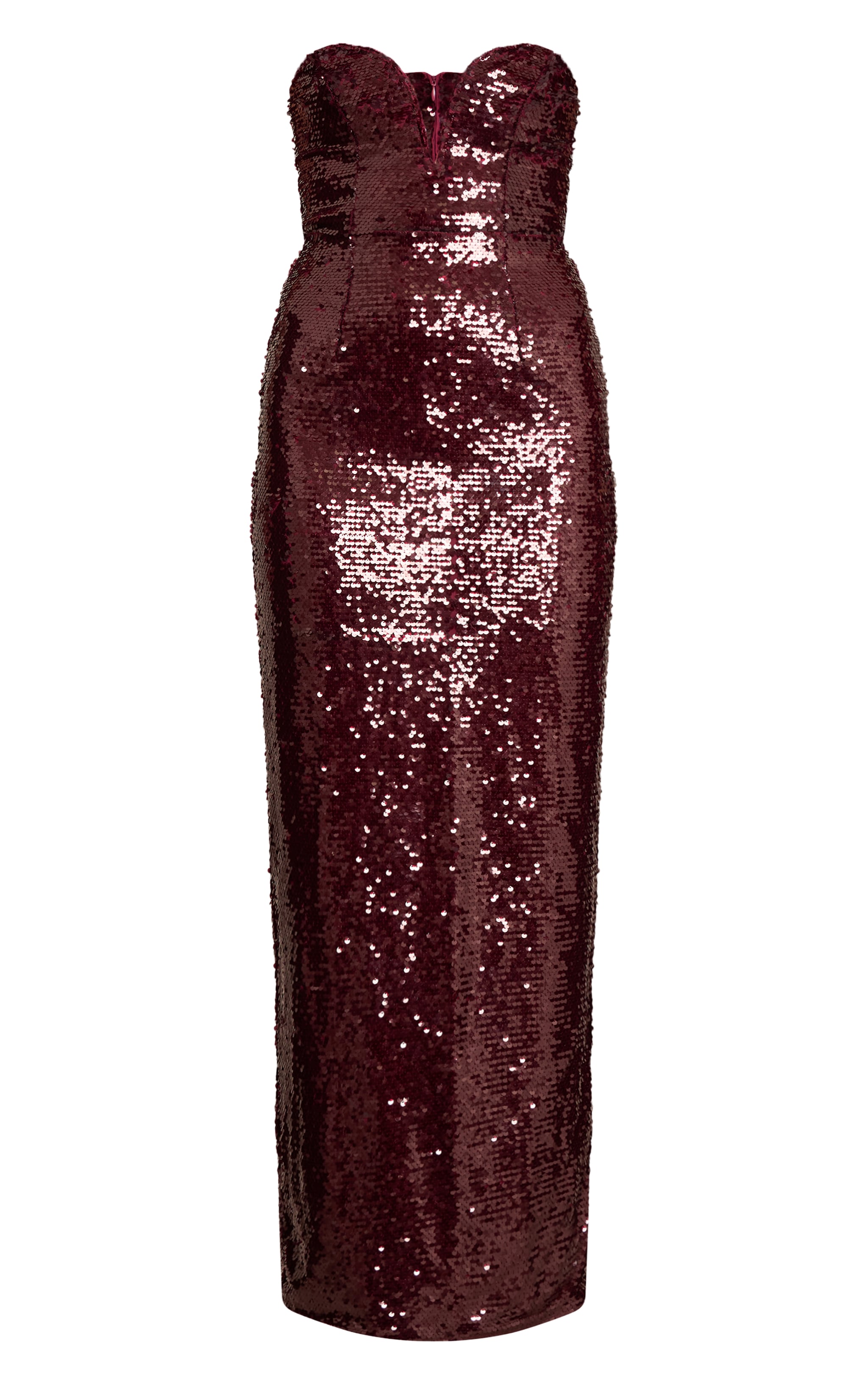 Robe longue rouge vin à armatures et sequins image 5