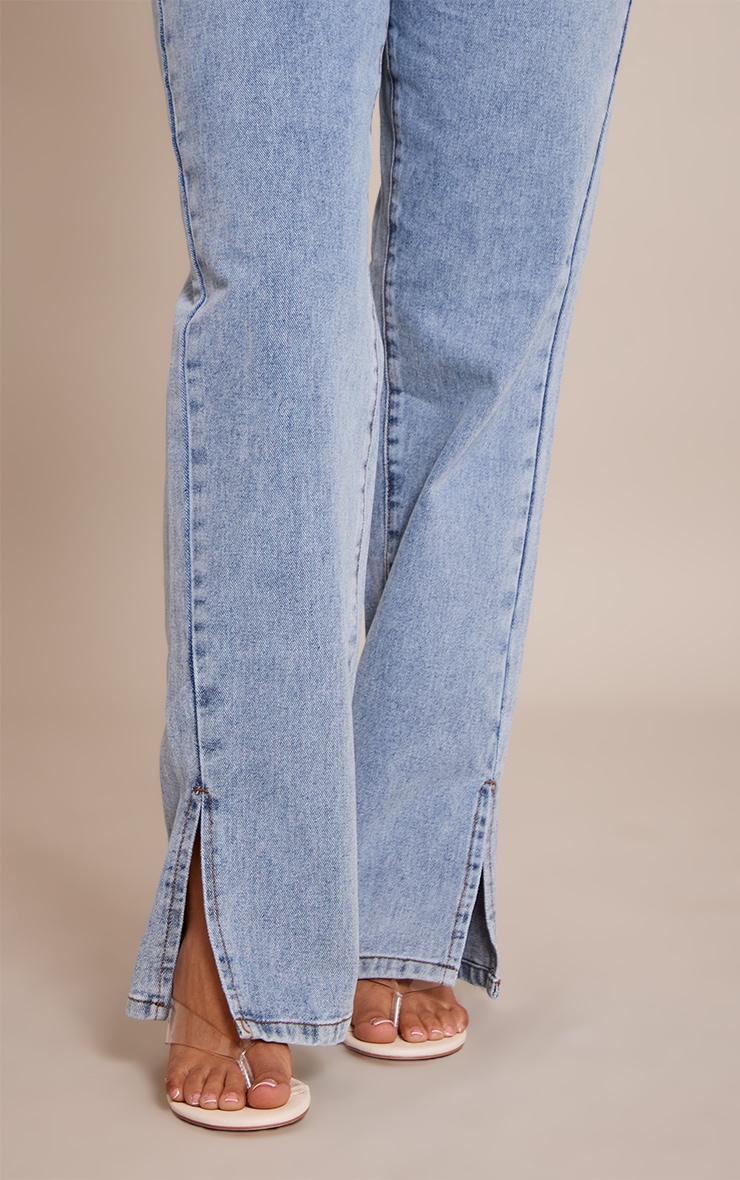 Petite Light Blue Split Hem Jean image 4