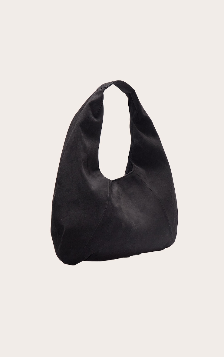 Black Faux Suede Rounded Tote image 2
