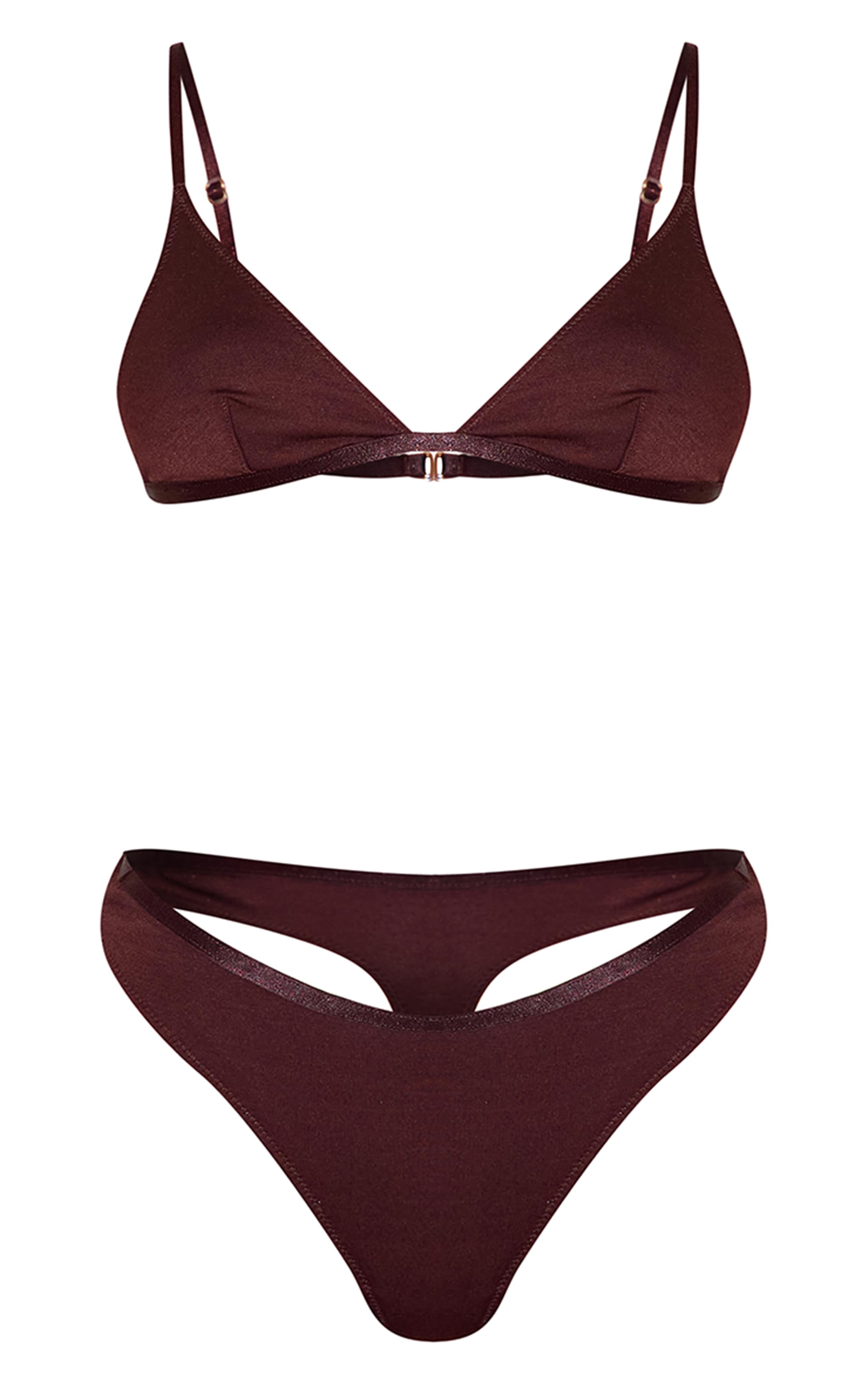 Chocolate Jersey Triangle Basic Lingerie Set image 5
