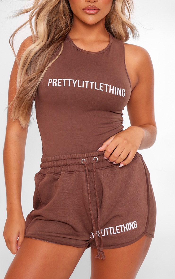 PRETTYLITTLETHING Chocolate Washed Racer Back Bodysuit image 4