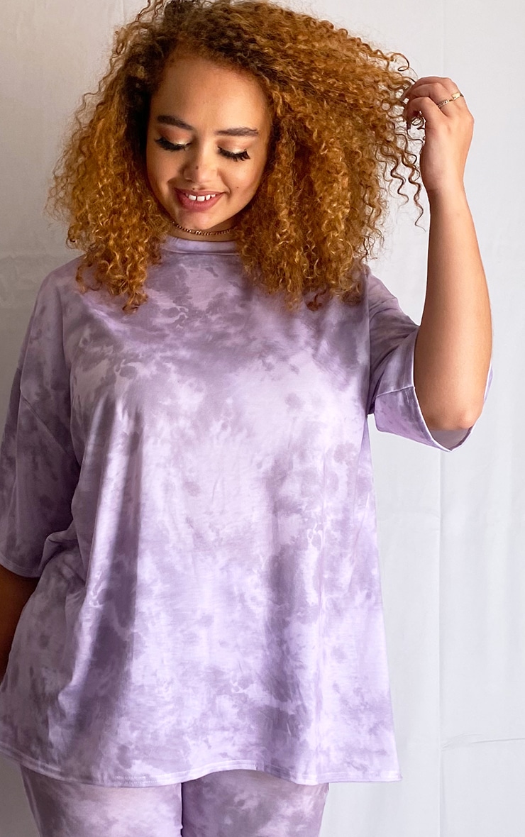 Plus Purple Tie-Dye Oversize T-Shirt