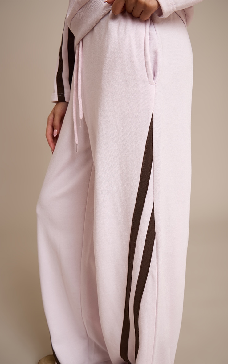 Pink Contrast Striped Wide Leg Sweatpants image 4
