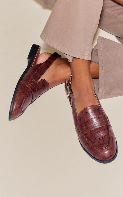 Chocolate Croc Slingback Loafer