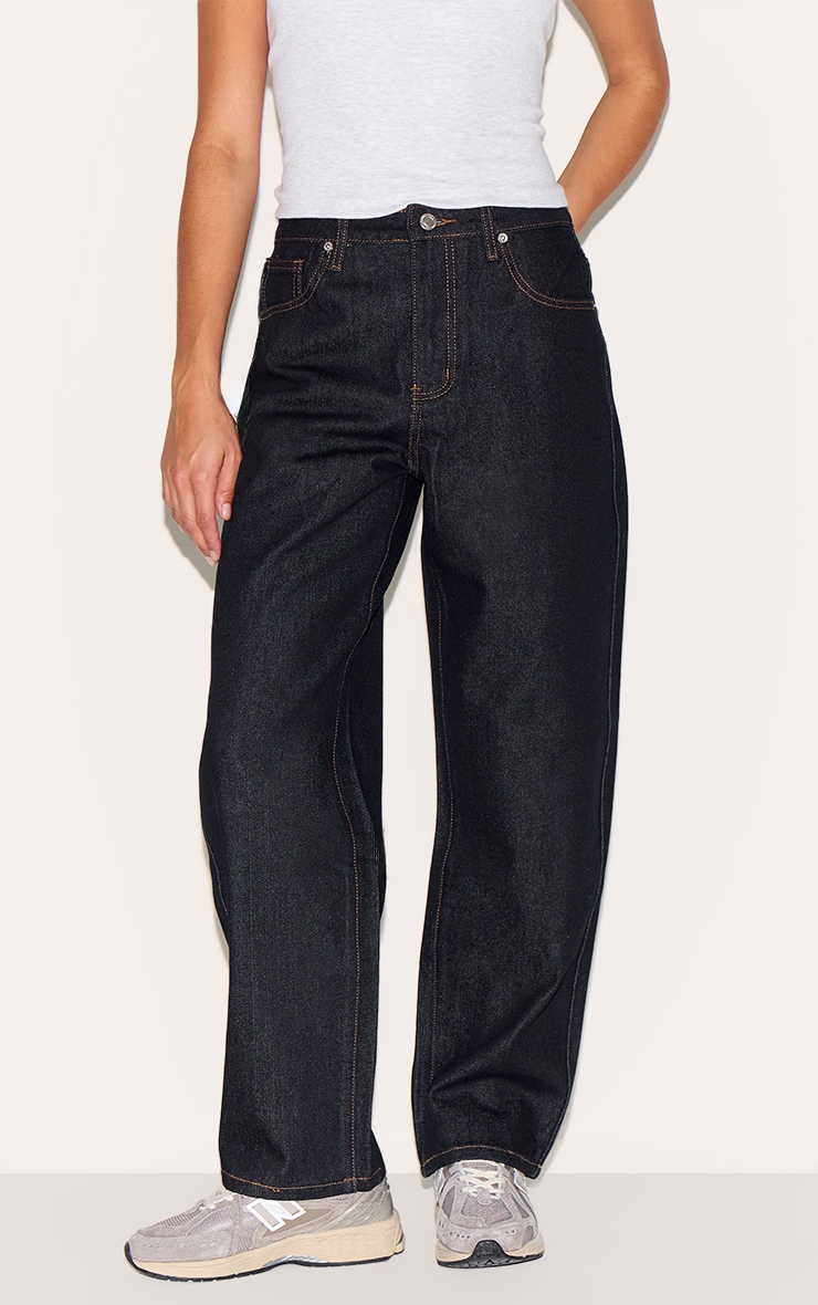 PRETTYLITTLETHING Jean Boyfriend Taille Haute Indigo Foncé Petite Coupe image 2