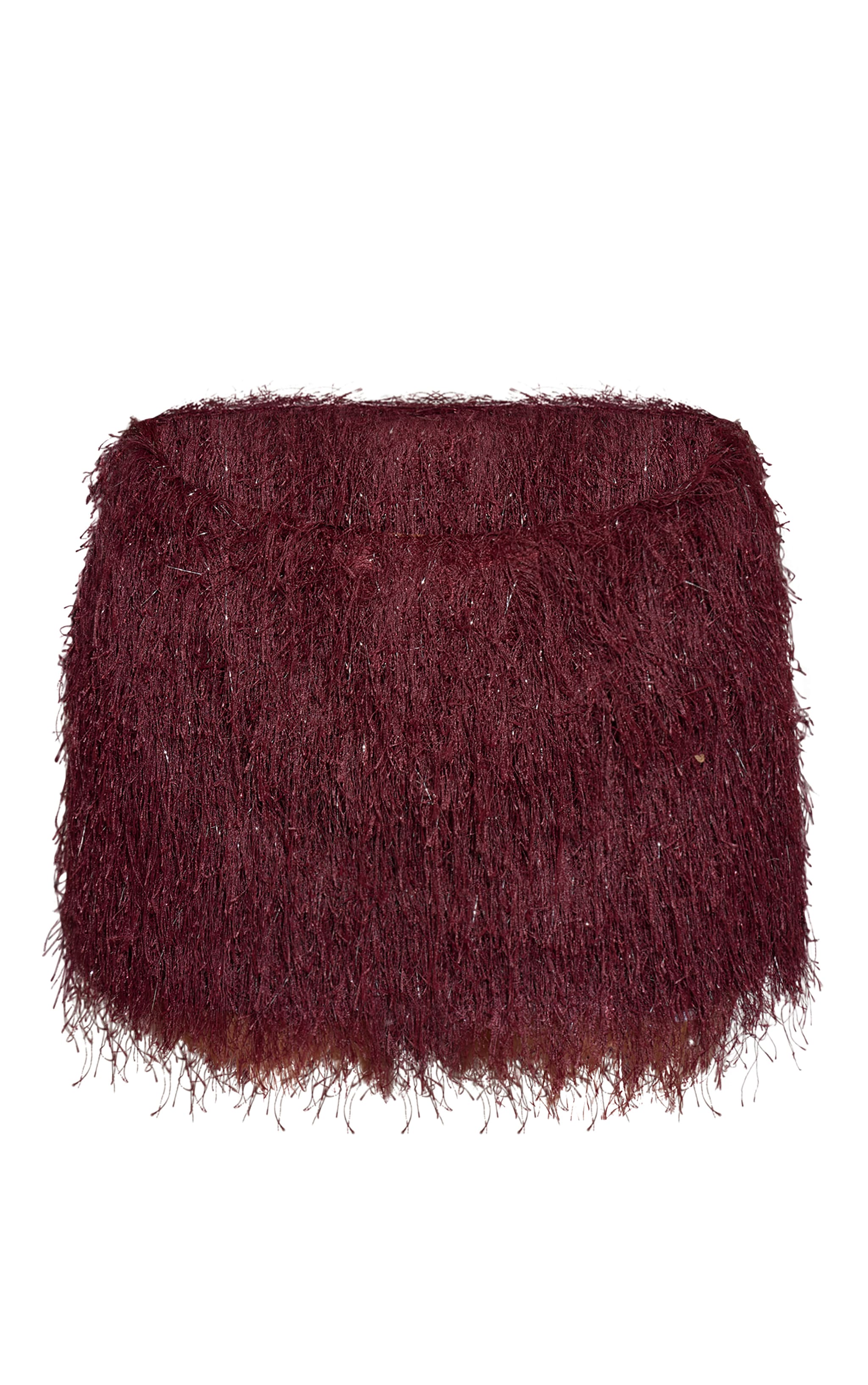Burgundy Metallic Fringe Mini Skirt image 6