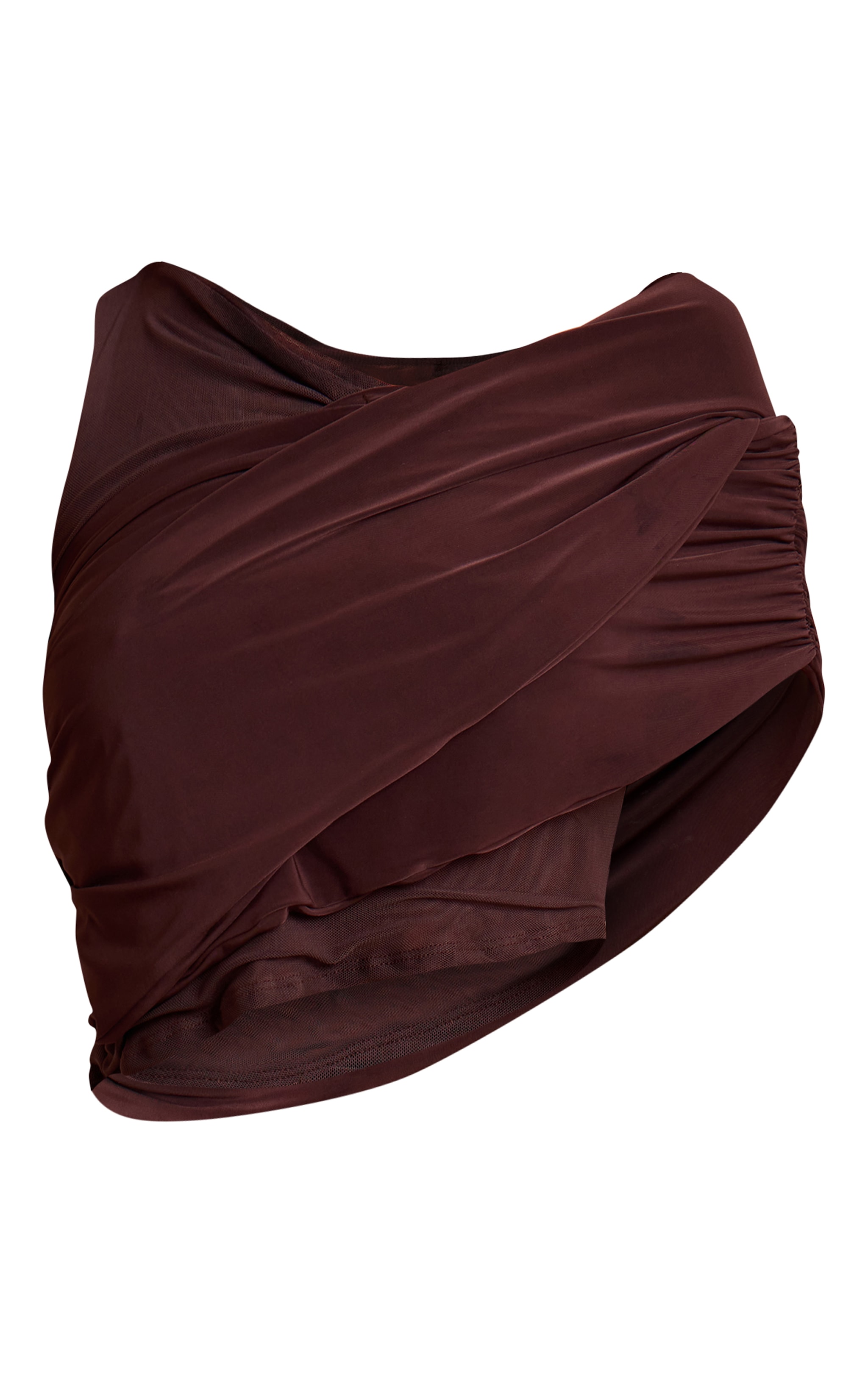 Chocolate  Mesh Double Layer Slinky Drape Top  image 5