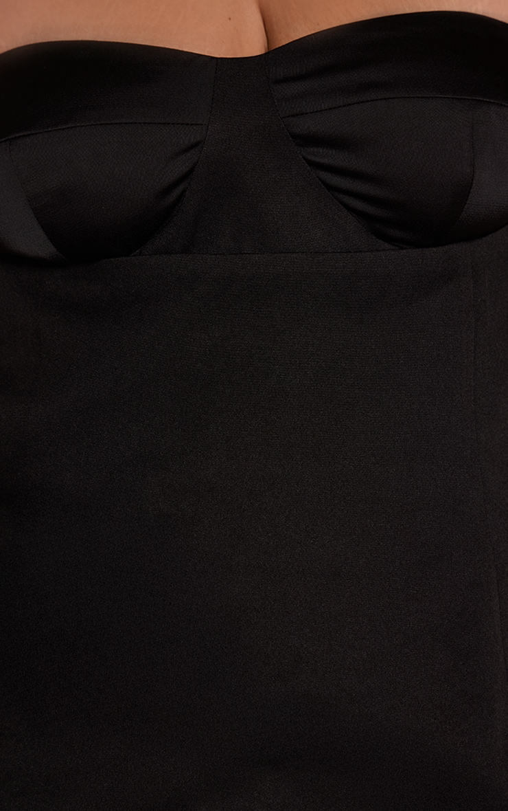 Plus Black Structured Woven Longline Corset  image 4