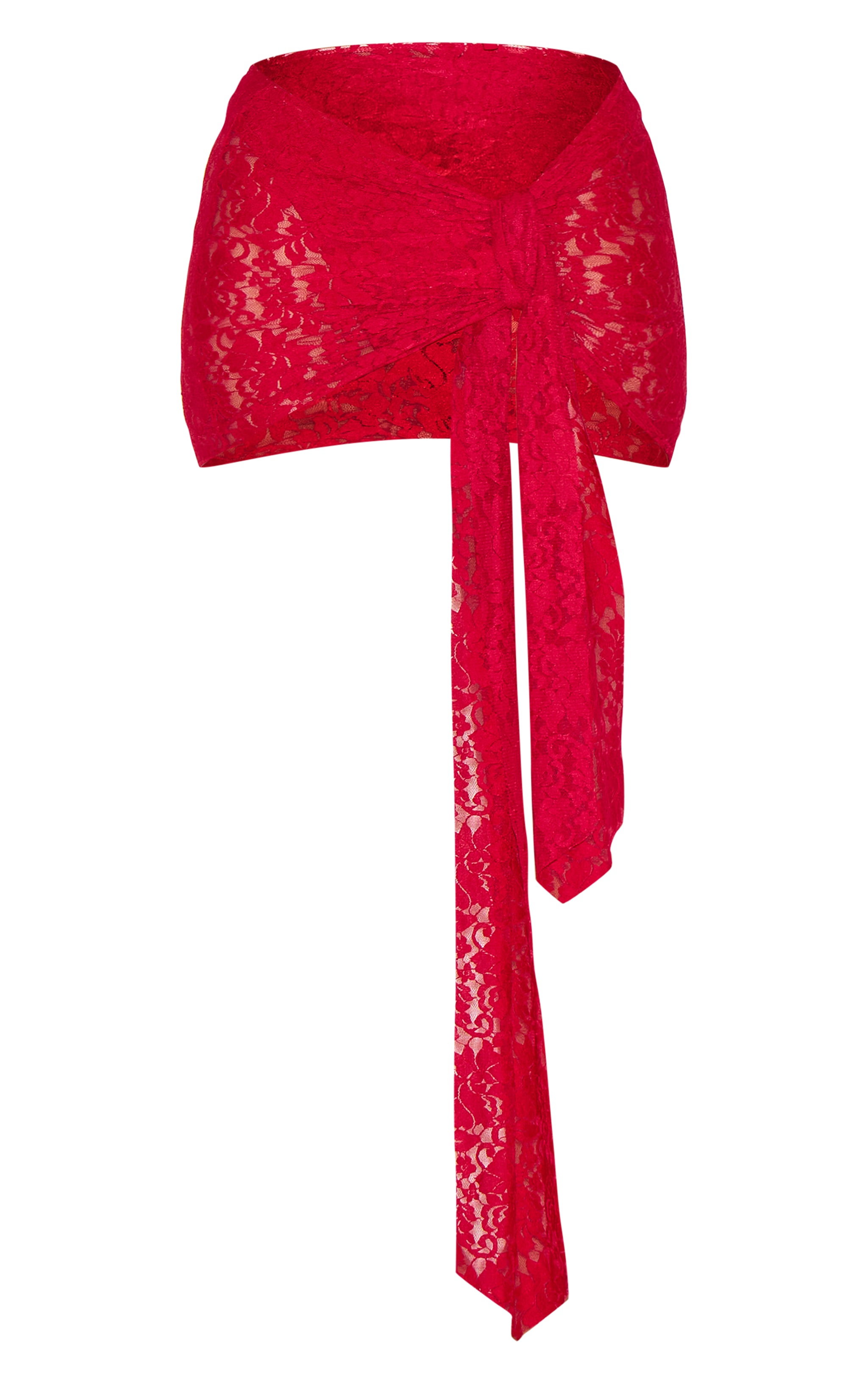 Red Lace Tie Side Sarong image 6