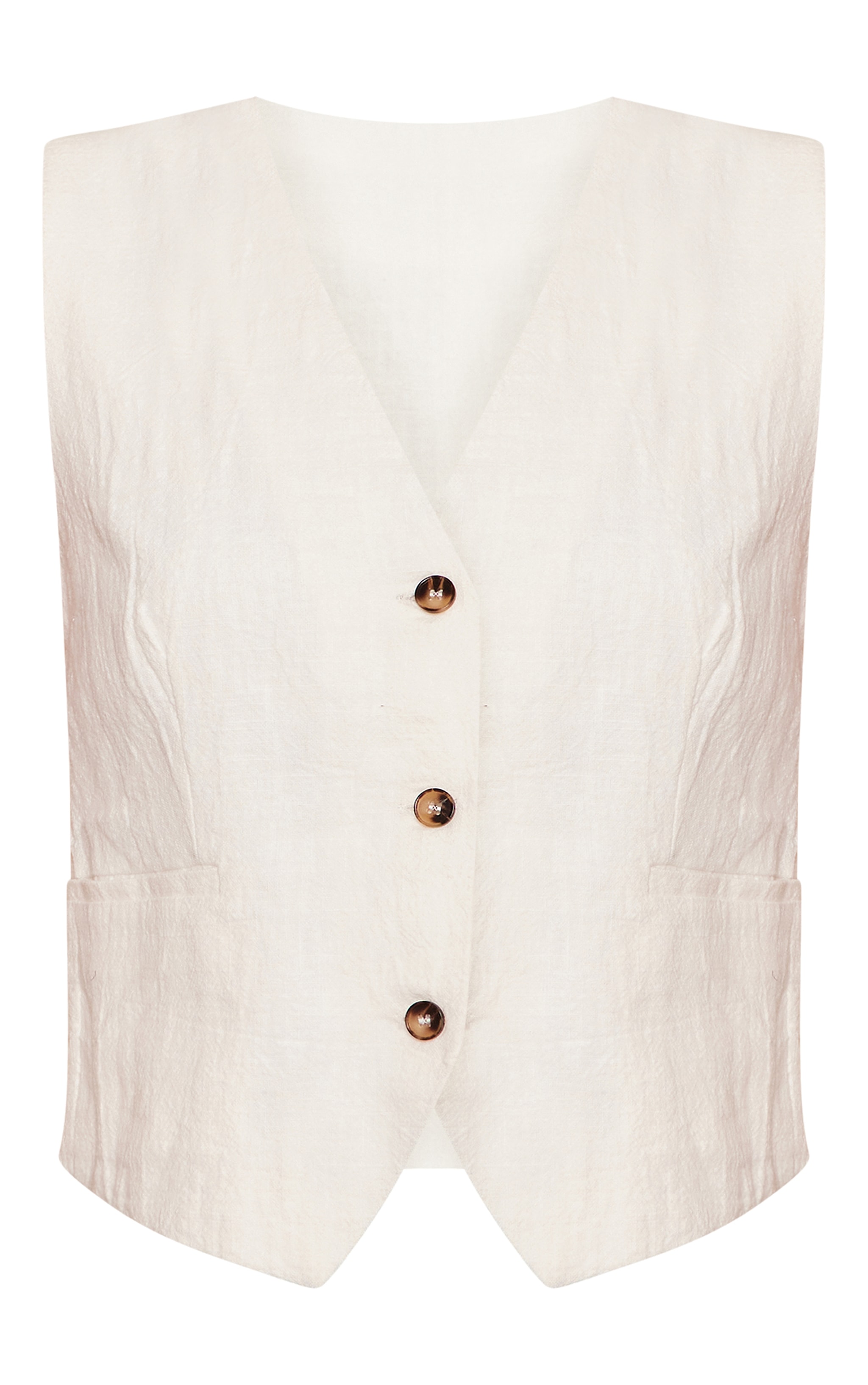 White Premium Linen Look Tailored Vest image 5