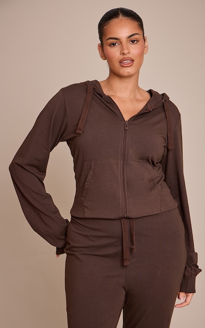 Plus Chocolate Fitted Zip Up Track Top