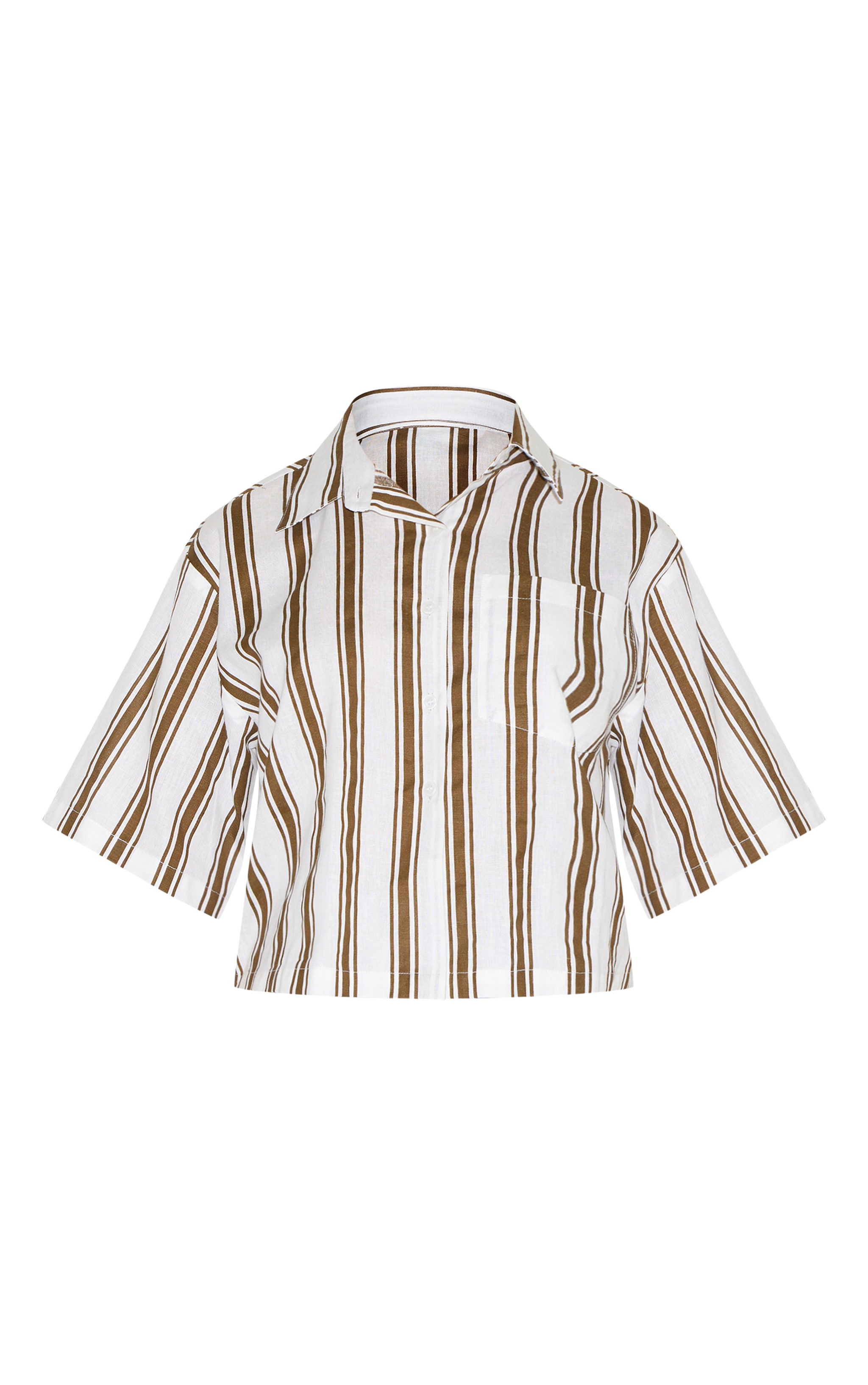 Petite Beige Striped Linen Look Oversized Shirt image 5