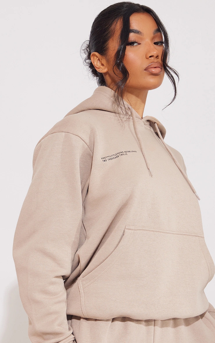 PRETTYLITTLETHING Mocha Established 2012 Oversized Hoodie image 4