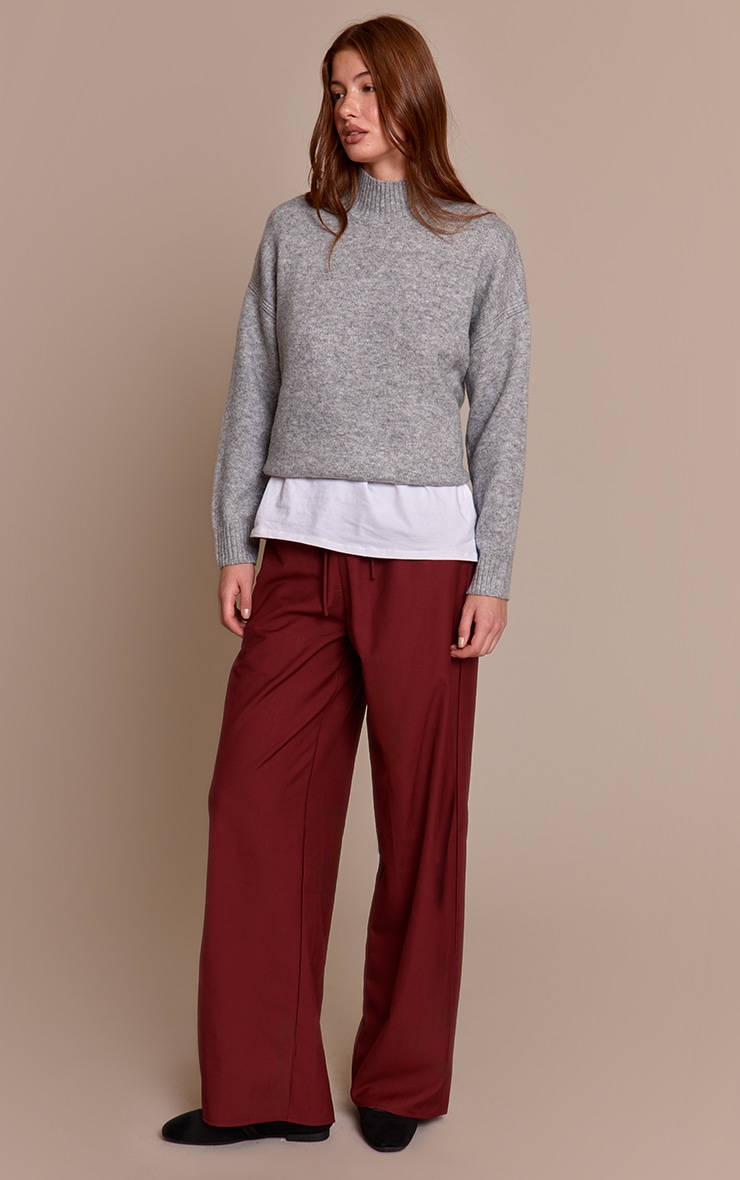 Plum Woven Drawstring Low Rise Relaxed Pants