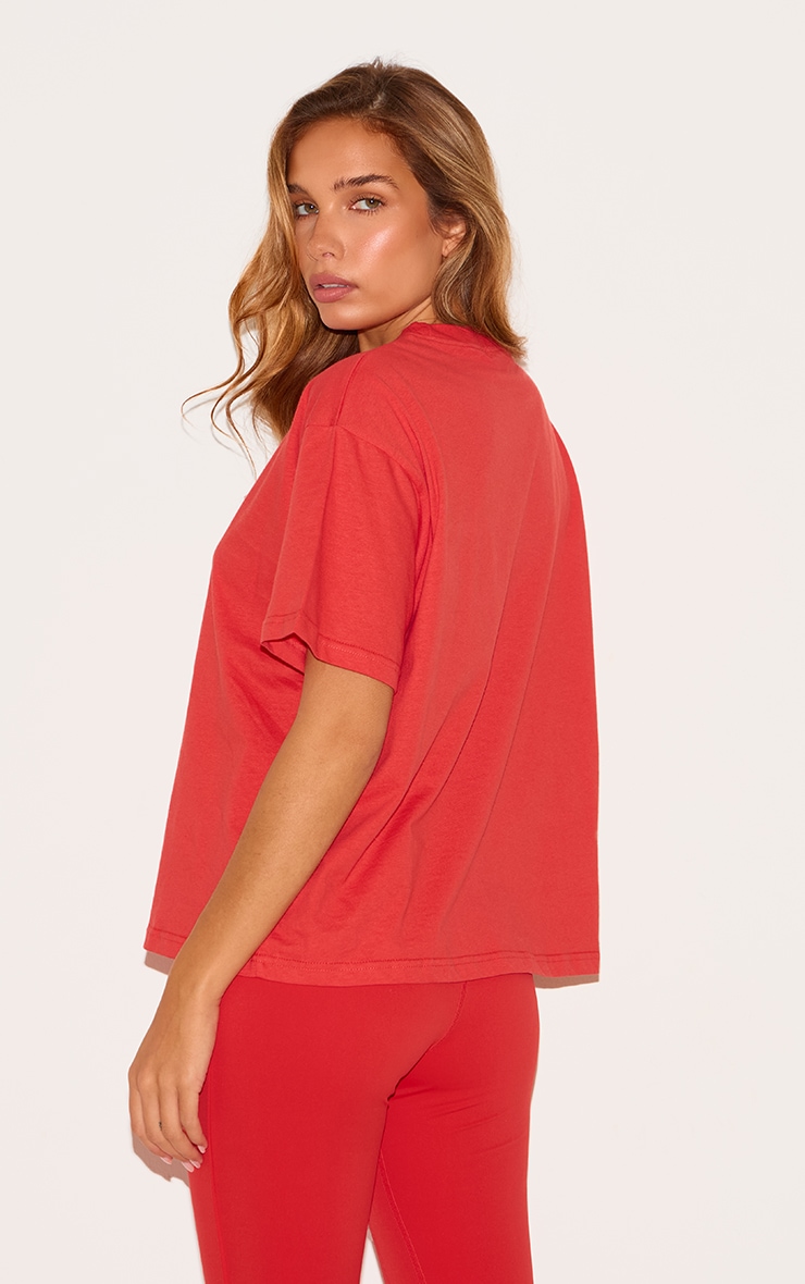 Red Sport Collective Printed Boxy Oversized T Shirt image 2