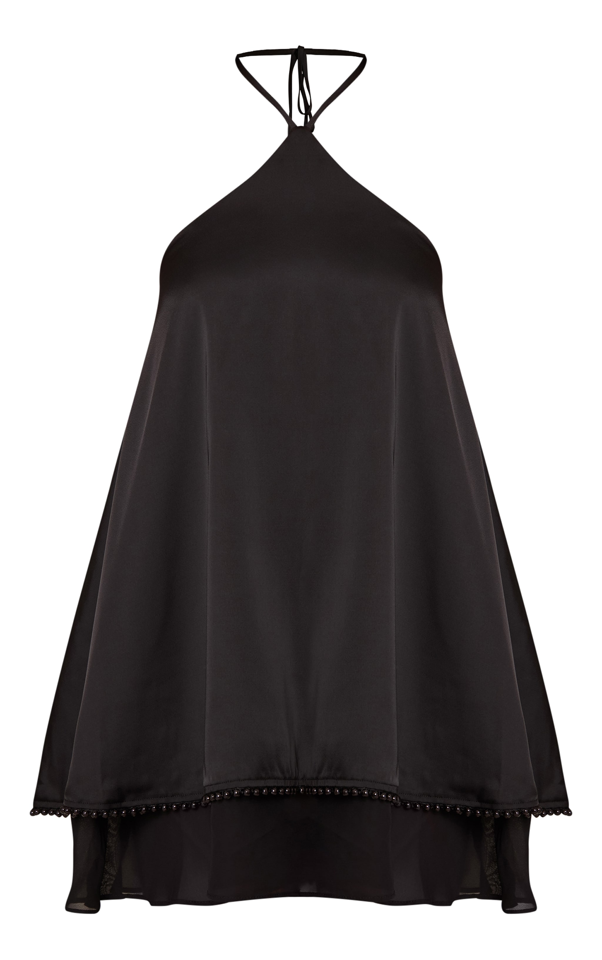 Mini robe droite satinée noire dos nu image 5