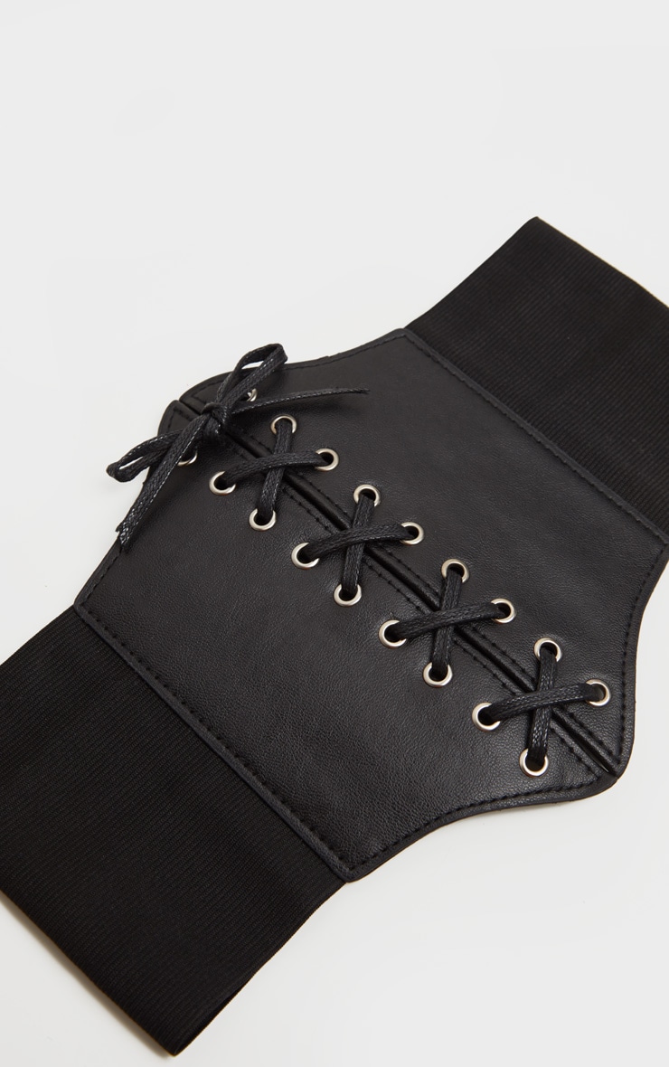 Black pu lace up corset belt clearance