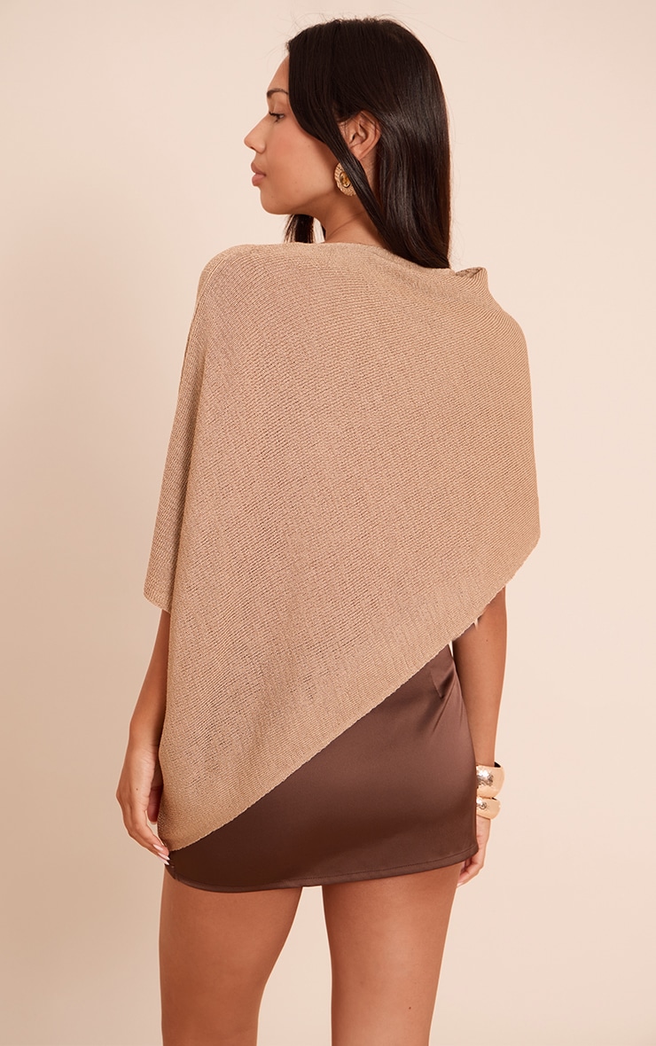 Beige Fine Knit Poncho Style Top  image 2