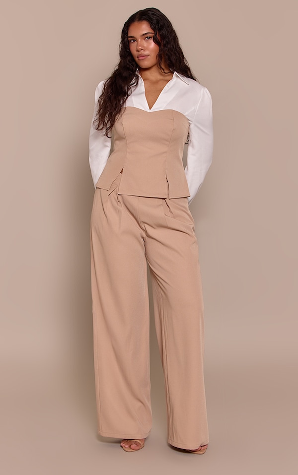 Shape Stone Pleat Detail Wide Leg Pant