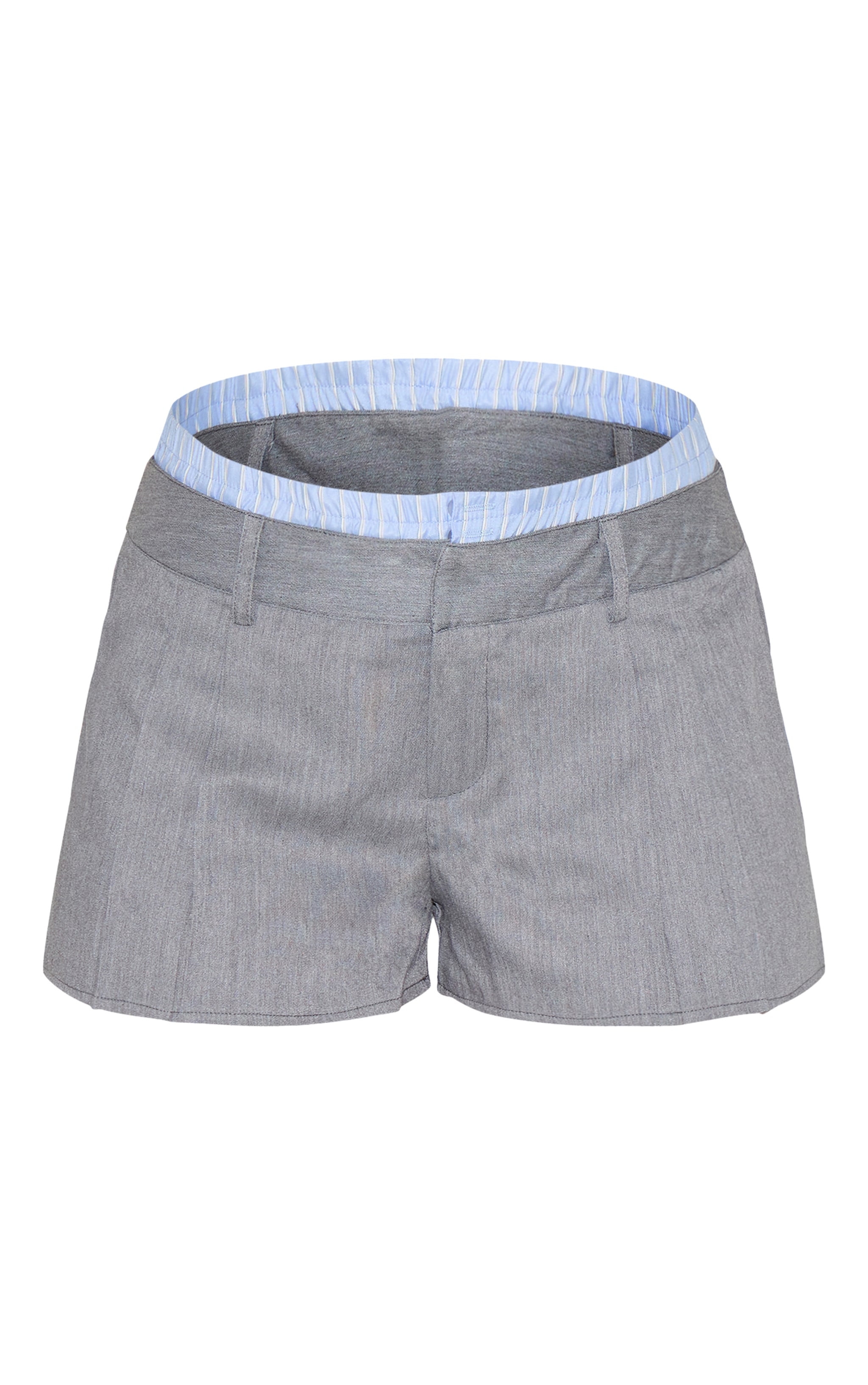 Grey Woven Stripe Contrast Tailored Shorts image 6